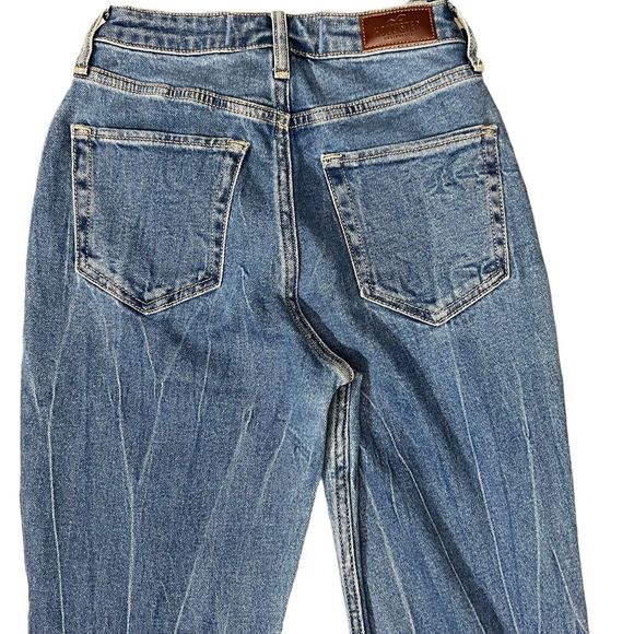Hollister Jeans Size 23 Curvy High Rise Mom Denim Stretch Colorblock Patchwork - Picture 4 of 14
